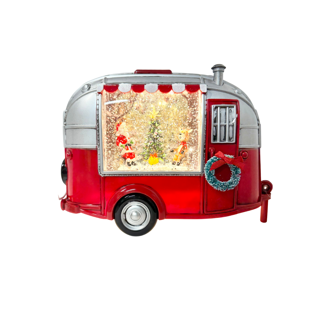 Santa And Reindeer Camper Globe