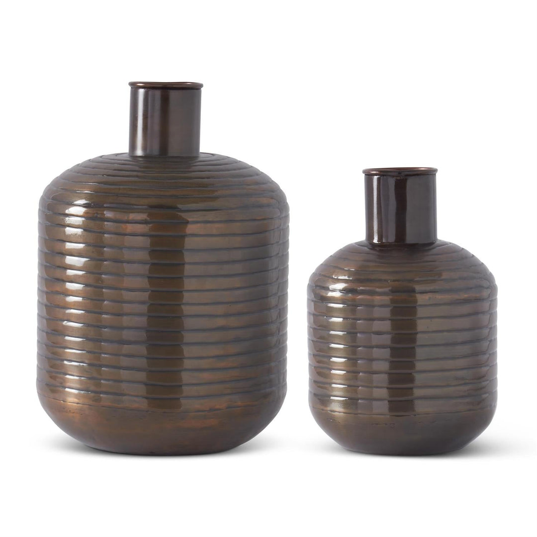 Antique Copper Textured Metal Vase - #Perch#