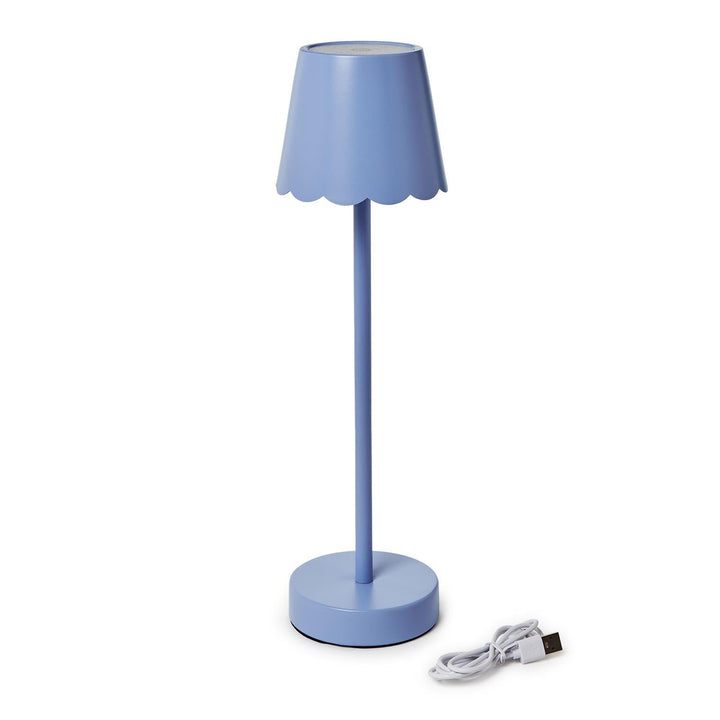 Blue LED Portable Table Lamp with Scalloped Shade - Perch
