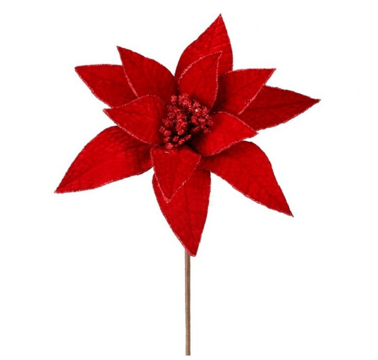 Dark Red Velvet Jewel Poinsettia Stem - Perch