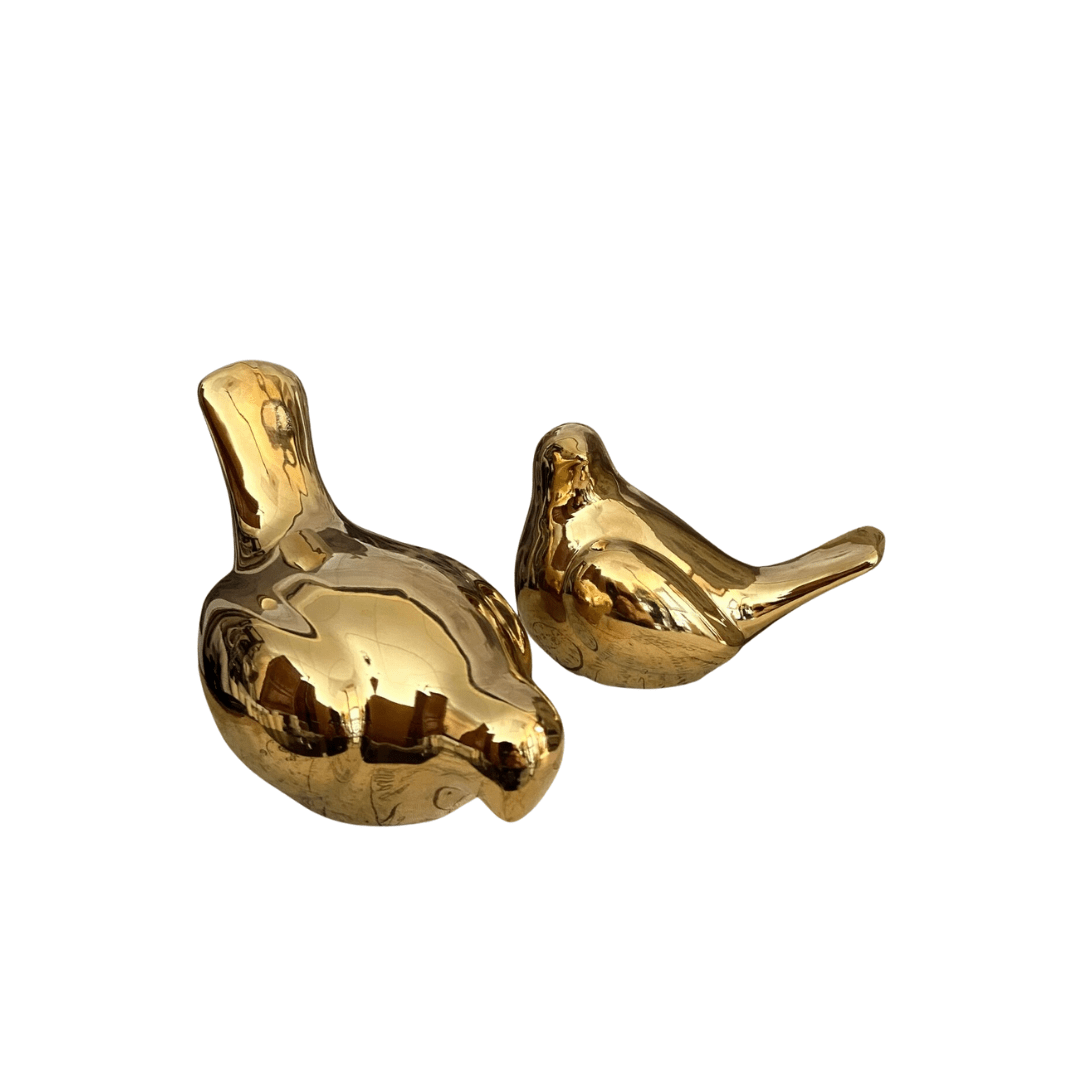 Gold Ceramic Bird S/2 - Perch
