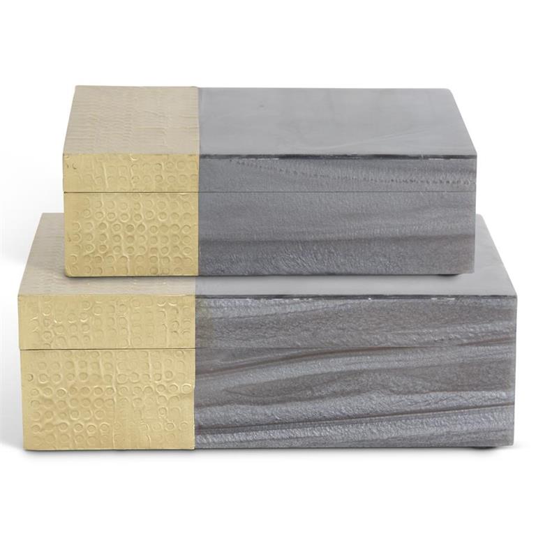 Grey Marbled Resin & Textured Brass Nesting Boxes - #Perch#