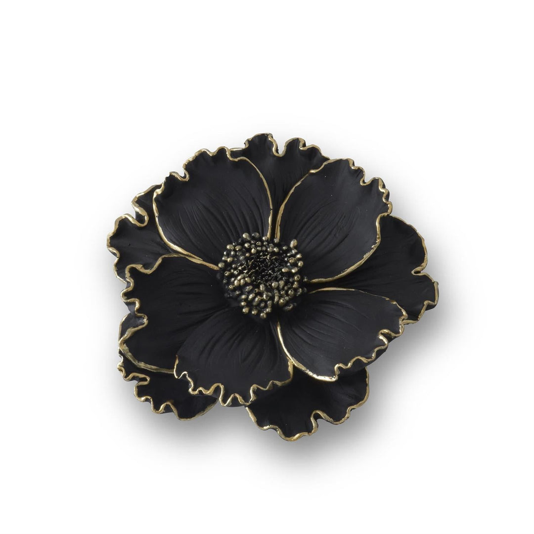 Small Black Resin Gold Gilded Wall Flower - Perch