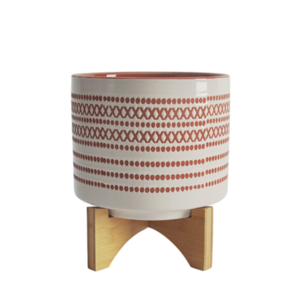 Aztec Planter With Wood Stand - #Perch#