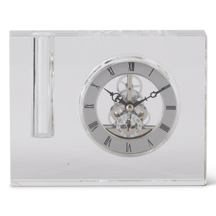 Crystal Desk Clock With Pen Slot - #Perch#