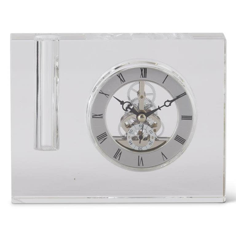 Crystal Desk Clock With Pen Slot - #Perch#