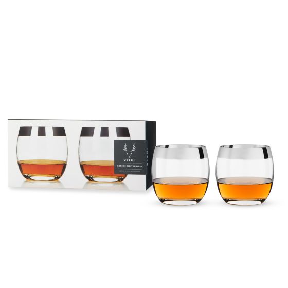 Crystal Tumblers with Chrome Rim - #Perch#