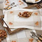 Embr'D Leaf Hemstitch Napkin, Ivory, Square 20" - #Perch#