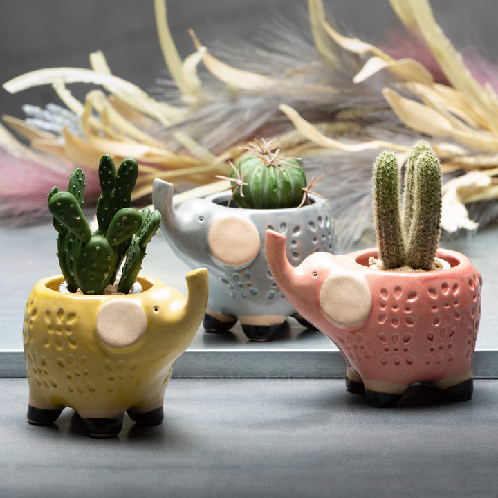 Glazed Pastel Elephant Planter - #Perch#