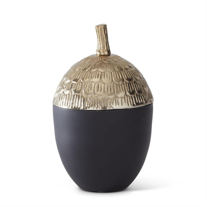 Gold Lidded Matte Black Acorn Candle - #Perch#