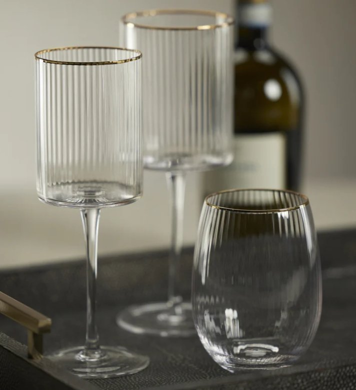 Gold Rim Optic Stemless All-Purpose Glasses - #Perch#