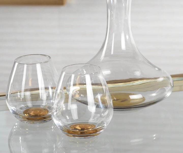 Golden Base Stemless Wine Glass - #Perch#