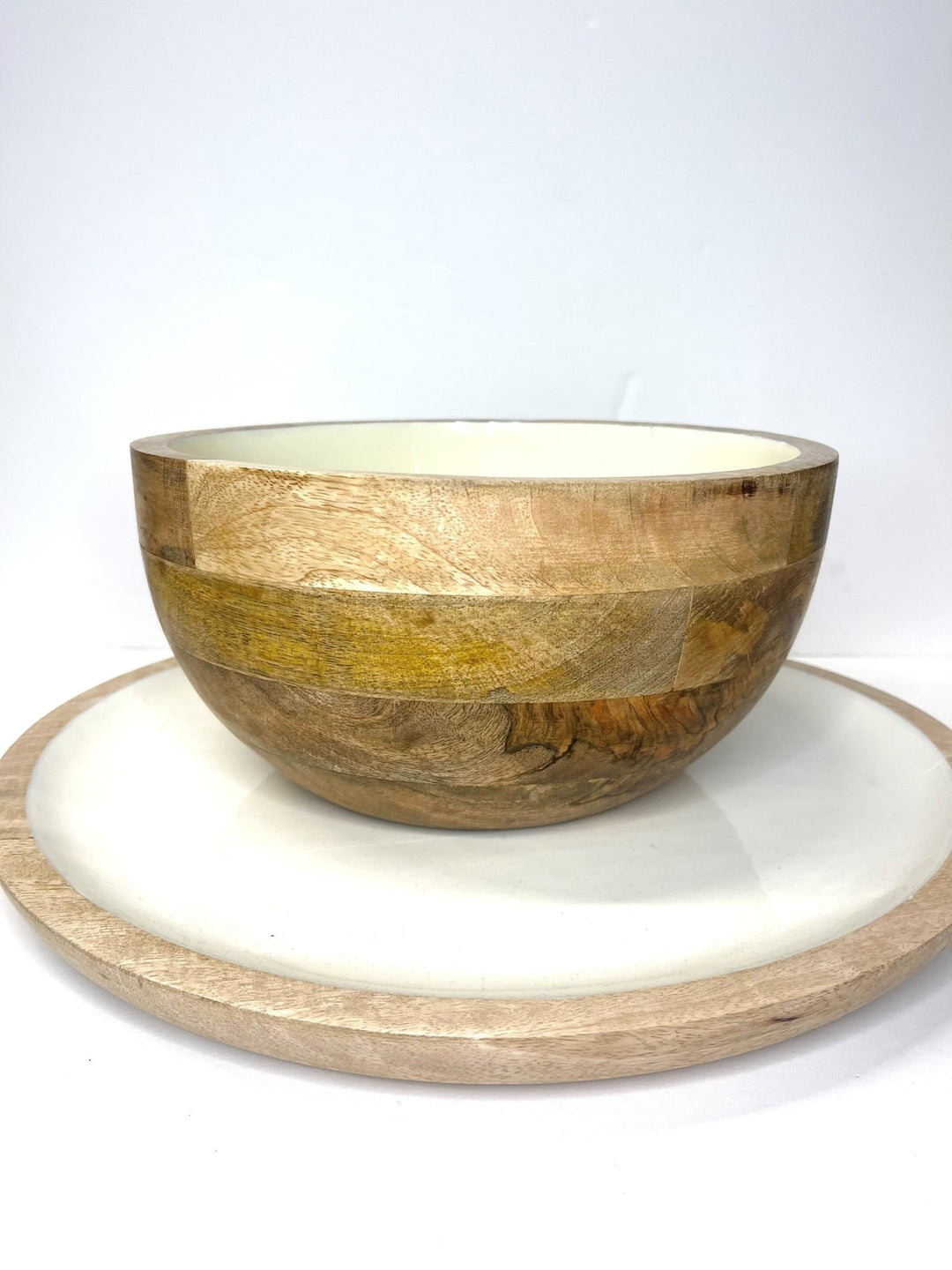 Large Round Ivory Enamel-Mango Tray - #Perch#