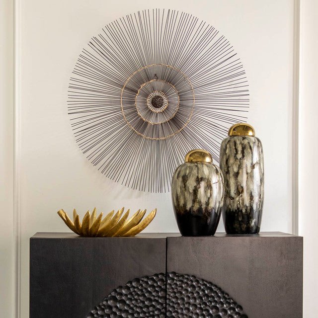 Multi-Colored Urn with Gold Lid - Tall - #Perch#