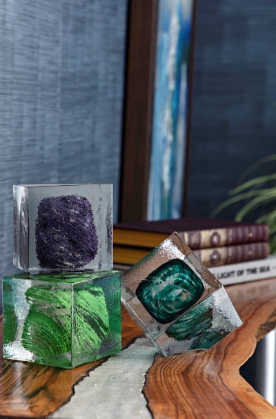 Serenity Art Glass Block - #Perch#