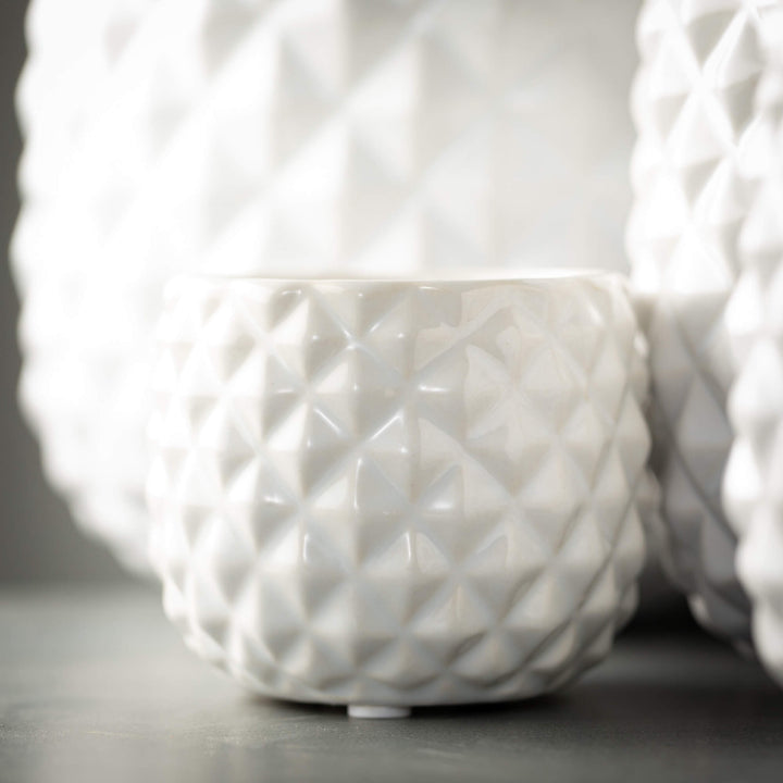 White Faceted Planters - #Perch#