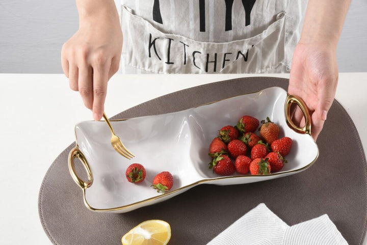White + Gold Two Section Server - #Perch#