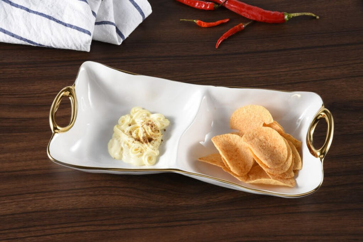 White + Gold Two Section Server - #Perch#