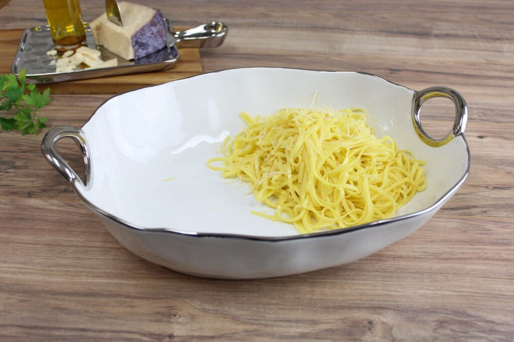 White + Silver Oval Server - #Perch#