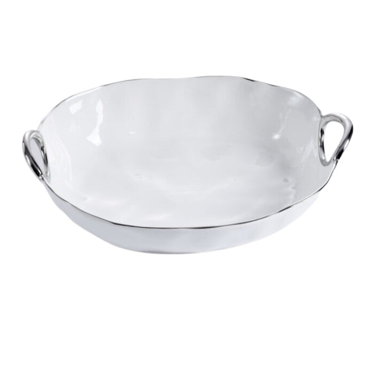 White + Silver Oval Server - #Perch#