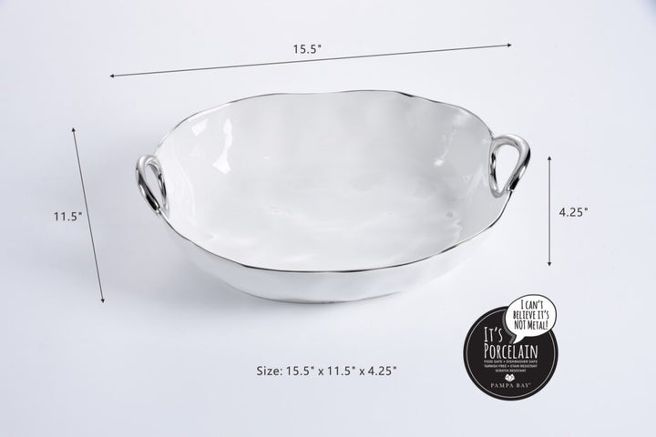 White + Silver Oval Server - #Perch#