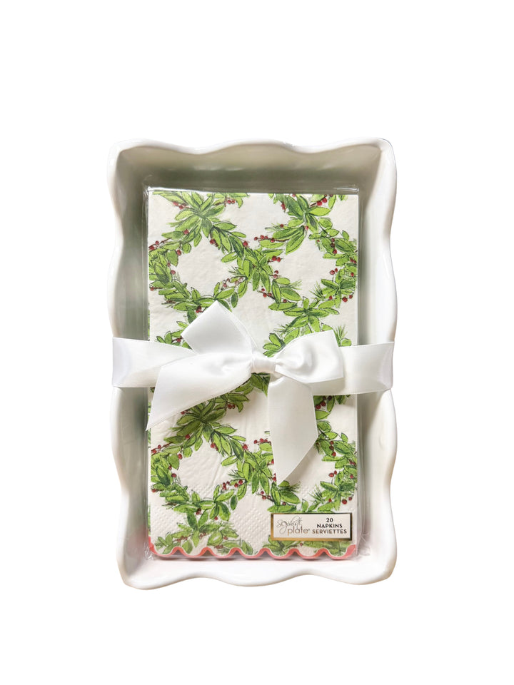 Ceramic Guest Towel Napkin Tray - Holly Berry