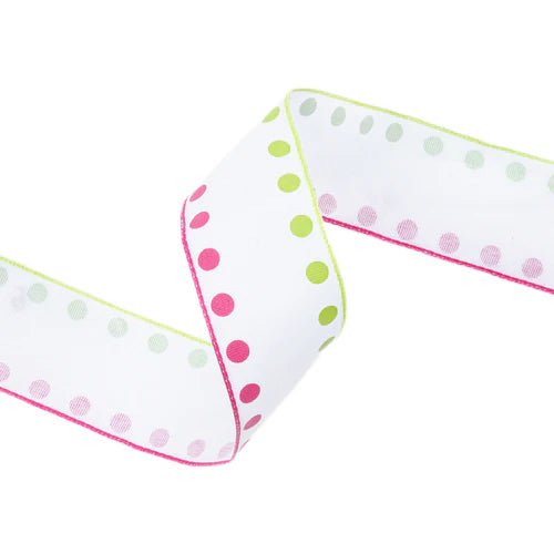 1 1/2" Candy Dot Wired Ribbon - Perch