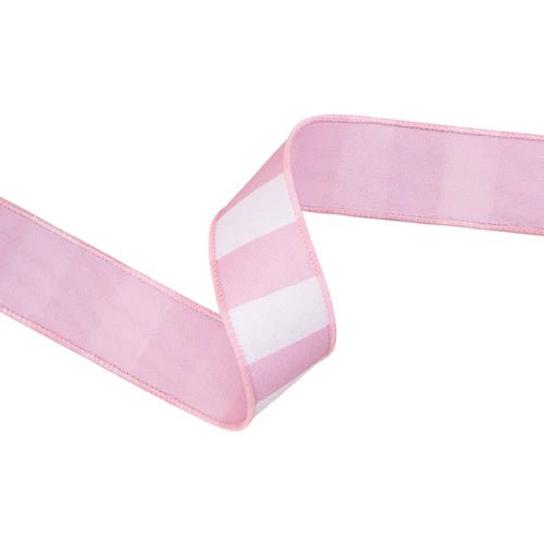 1 1/2" Light Pink Stripe Wired Ribbon - Perch