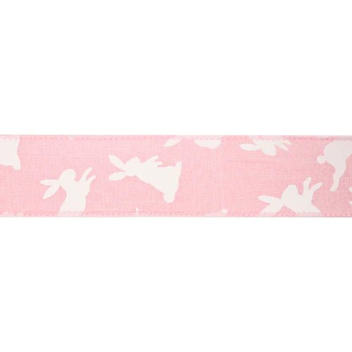1 1/2" Pink Bunny Wired Ribbon - Perch
