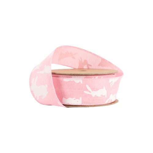 1 1/2" Pink Bunny Wired Ribbon - Perch