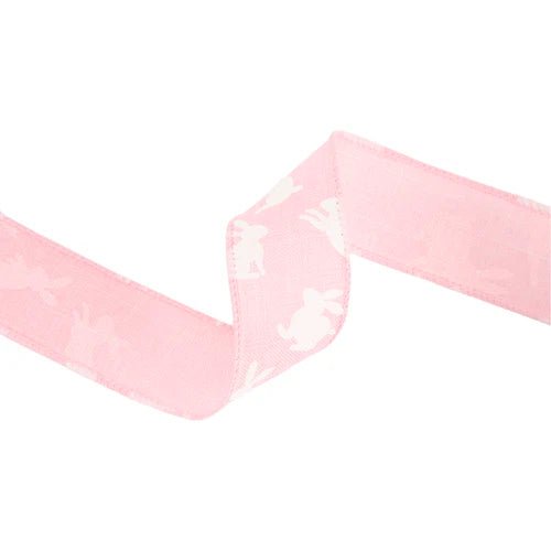 1 1/2" Pink Bunny Wired Ribbon - Perch