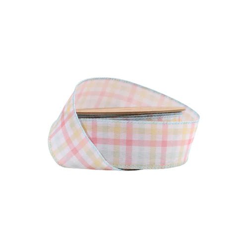 1 1/2" Spring Plaid Wired Ribbon - Perch