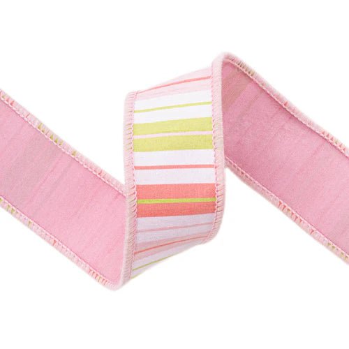 1 1/2" Spring Stripes Wired Ribbon - Perch