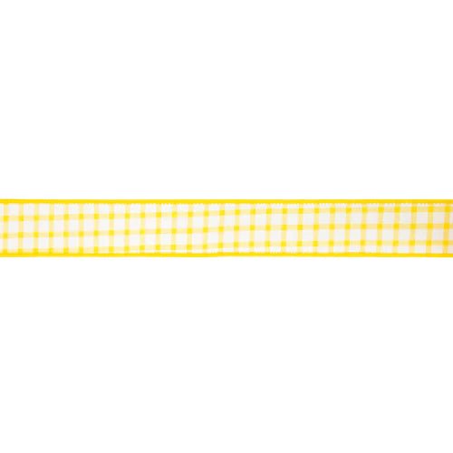 1 1/2" Yellow Gingham Wired Ribbon - Perch