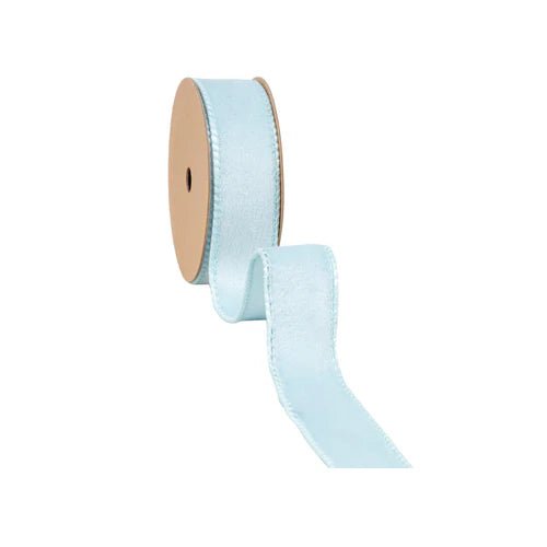 1" Classic Velvet Wired Ribbon - Baby Blue - Perch