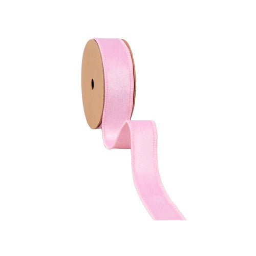 1" Classic Velvet Wired Ribbon - Pink - Perch