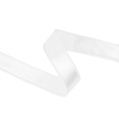 1" White Shimmer Satin Wired Ribbon - Perch