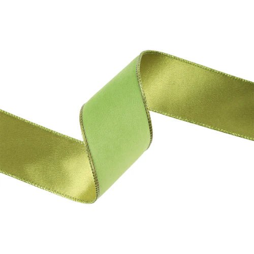 2 1/2" Classic Velvet Wired Ribbon - Lime/ Shimmer - Perch