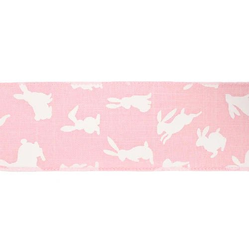 2 1/2" Pink Bunny Wired Ribbon - Perch