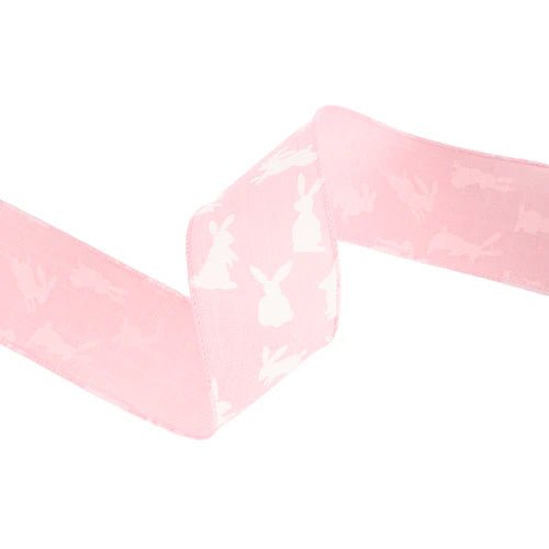 2 1/2" Pink Bunny Wired Ribbon - Perch