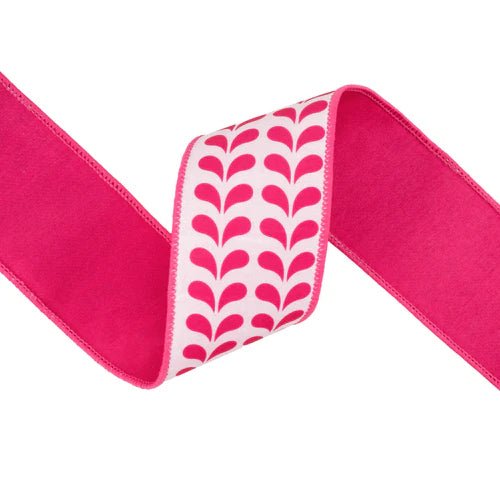 2 1/2" Pink Petals Wired Ribbon - Perch