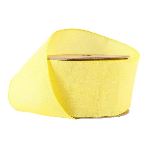 2 1/2" Yellow Linen Wired Ribbon - Perch