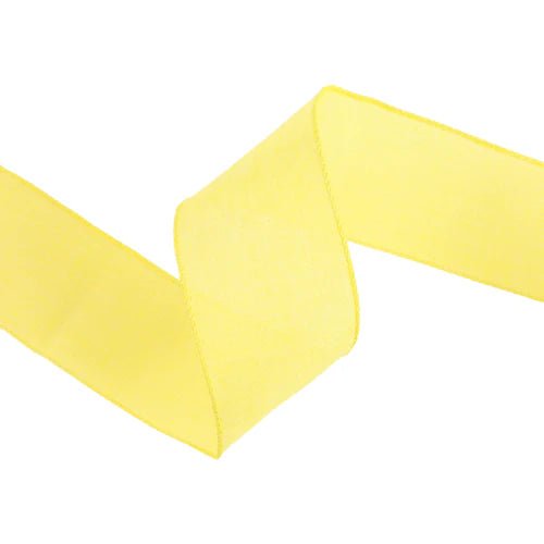 2 1/2" Yellow Linen Wired Ribbon - Perch