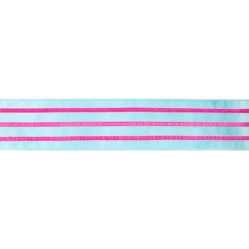 4" Blue/ Pink Trim Wired Ribbon - Perch