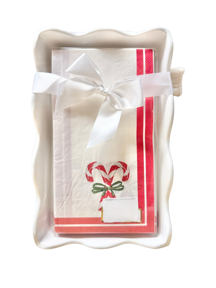 Ceramic Guest Towel Napkin Tray - Merry & Bright