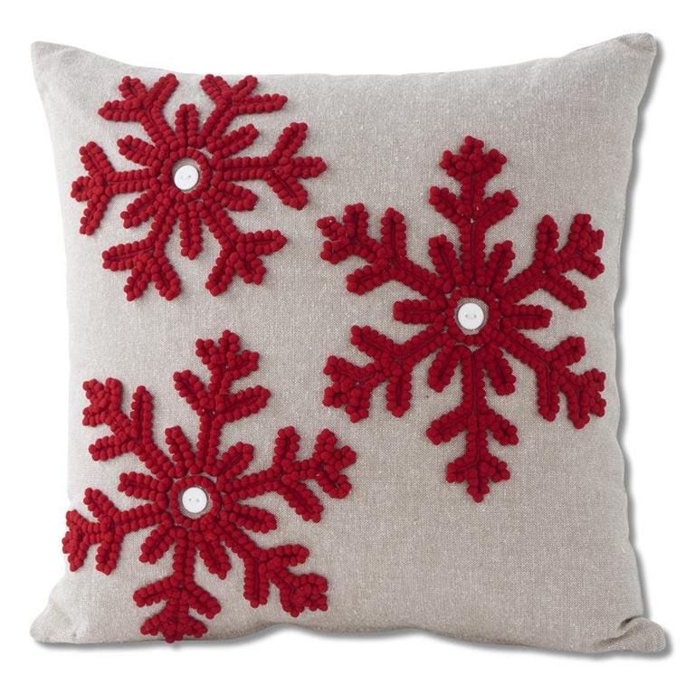 Red and Grey Snowflake Pillow