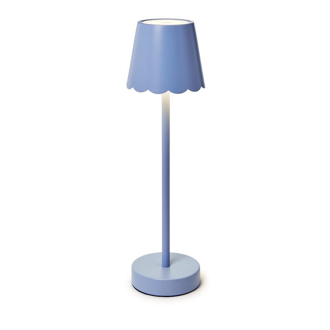 Blue LED Portable Table Lamp with Scalloped Shade