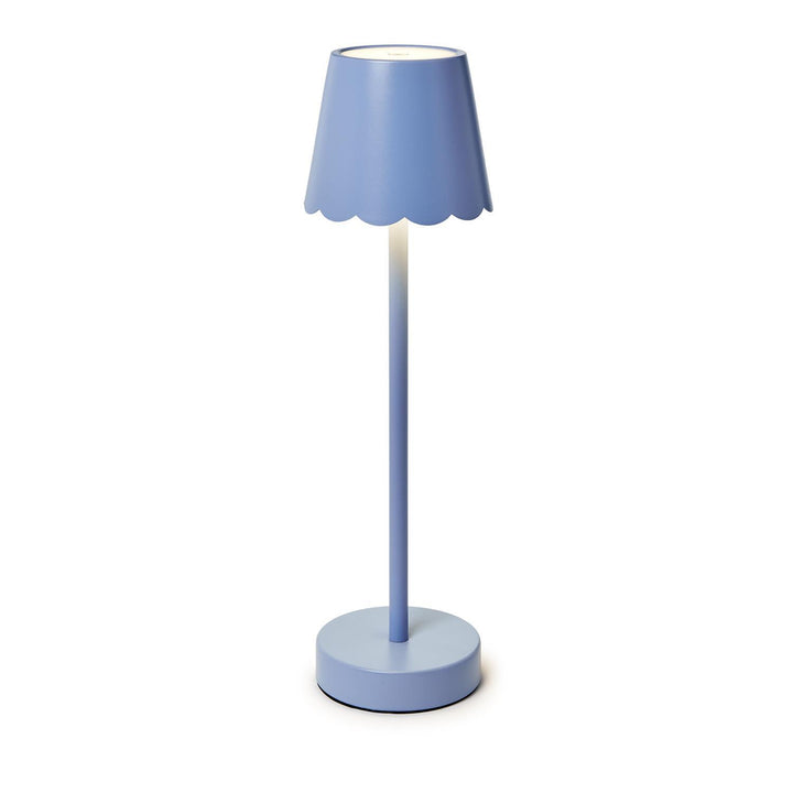 Blue LED Portable Table Lamp with Scalloped Shade
