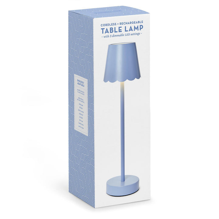 Blue LED Portable Table Lamp with Scalloped Shade