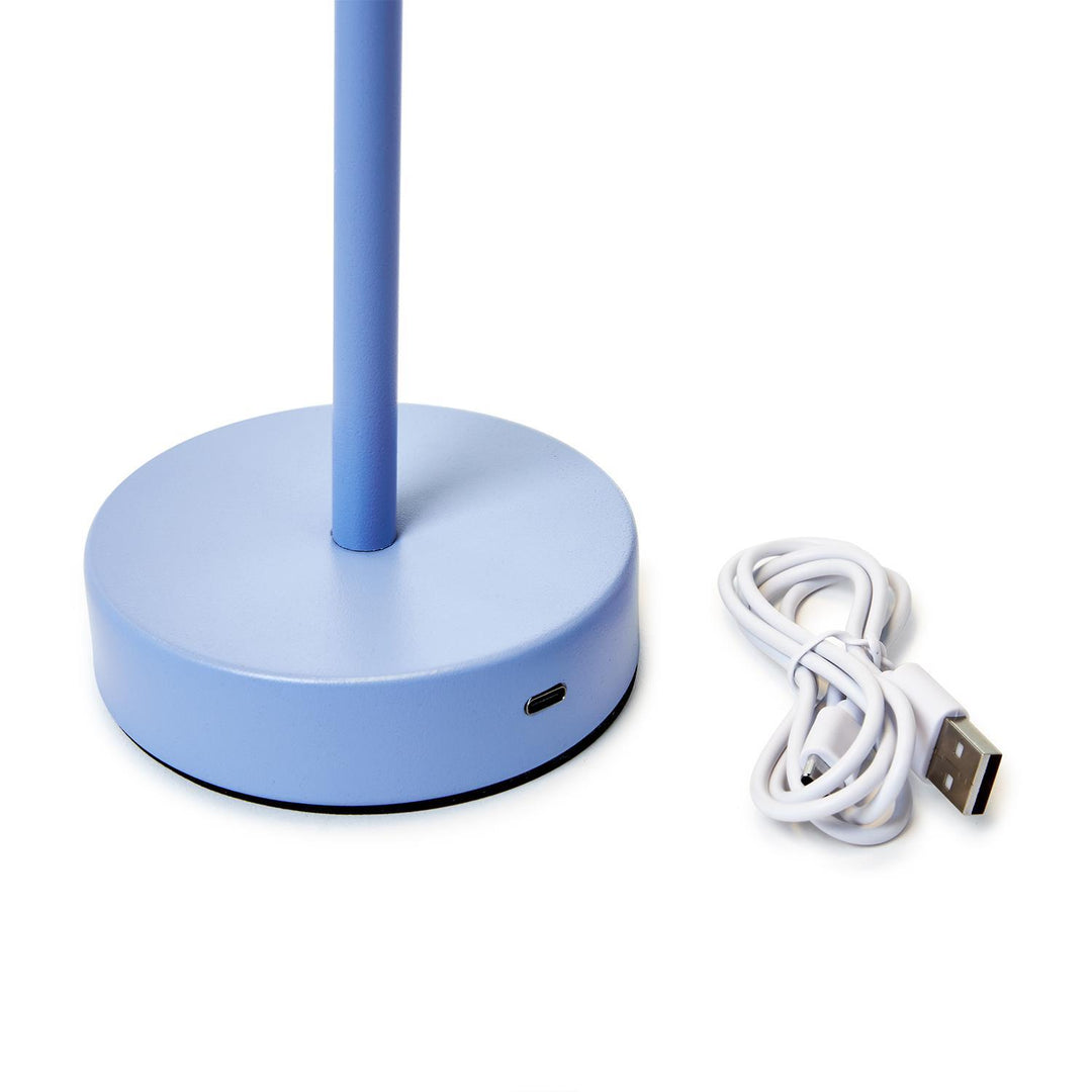 Blue LED Portable Table Lamp with Scalloped Shade